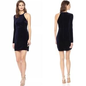NEW ASTR The Label Navy Velvet One Shoulder Dress